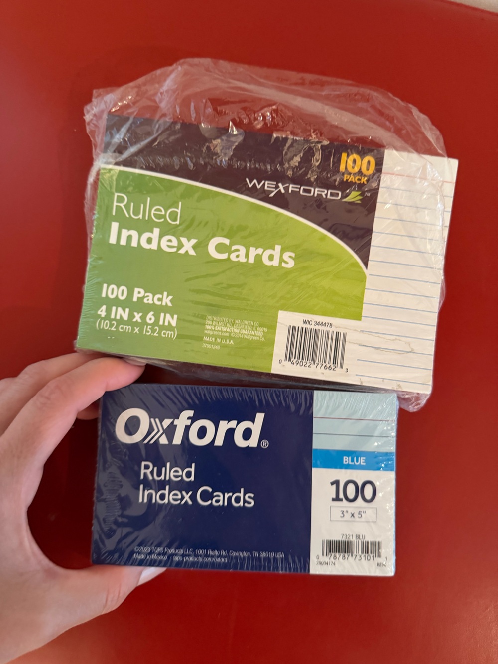 Oxford Ruled Index Cards - Blue & White - 100 Pack